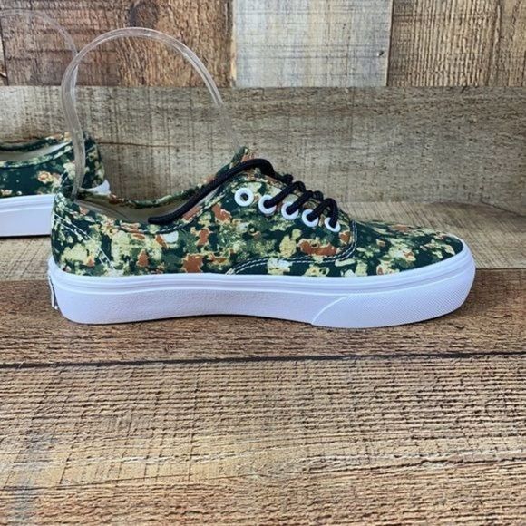 Vans Green Brown Abstract Print Low Top Skate Shoe - Picture 4 of 10